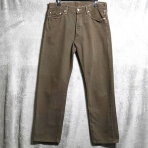 Vintage Levis 501 Jeans Mens 33x32 Brown Button Fly Straight Leg Western Denim